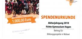 Der Abiturjahrgang 2018 des Fichte-Gymnasium unterstützt die Christian Liebig Stiftung, die verschiedene Bildungsprojekte in Afrika unterstützt