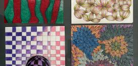 Die Klasse 9c erstellte während des Kunstunterrichts Werke zum Thema Op Art.